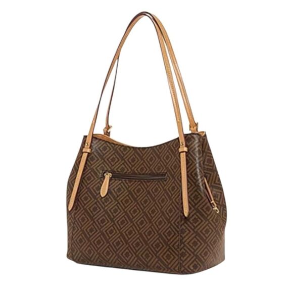 Liz Claiborne Stella 4 Poster Two Tone Shoulder Bag Faux Leather Gold Hardware - Picture 15 of 16